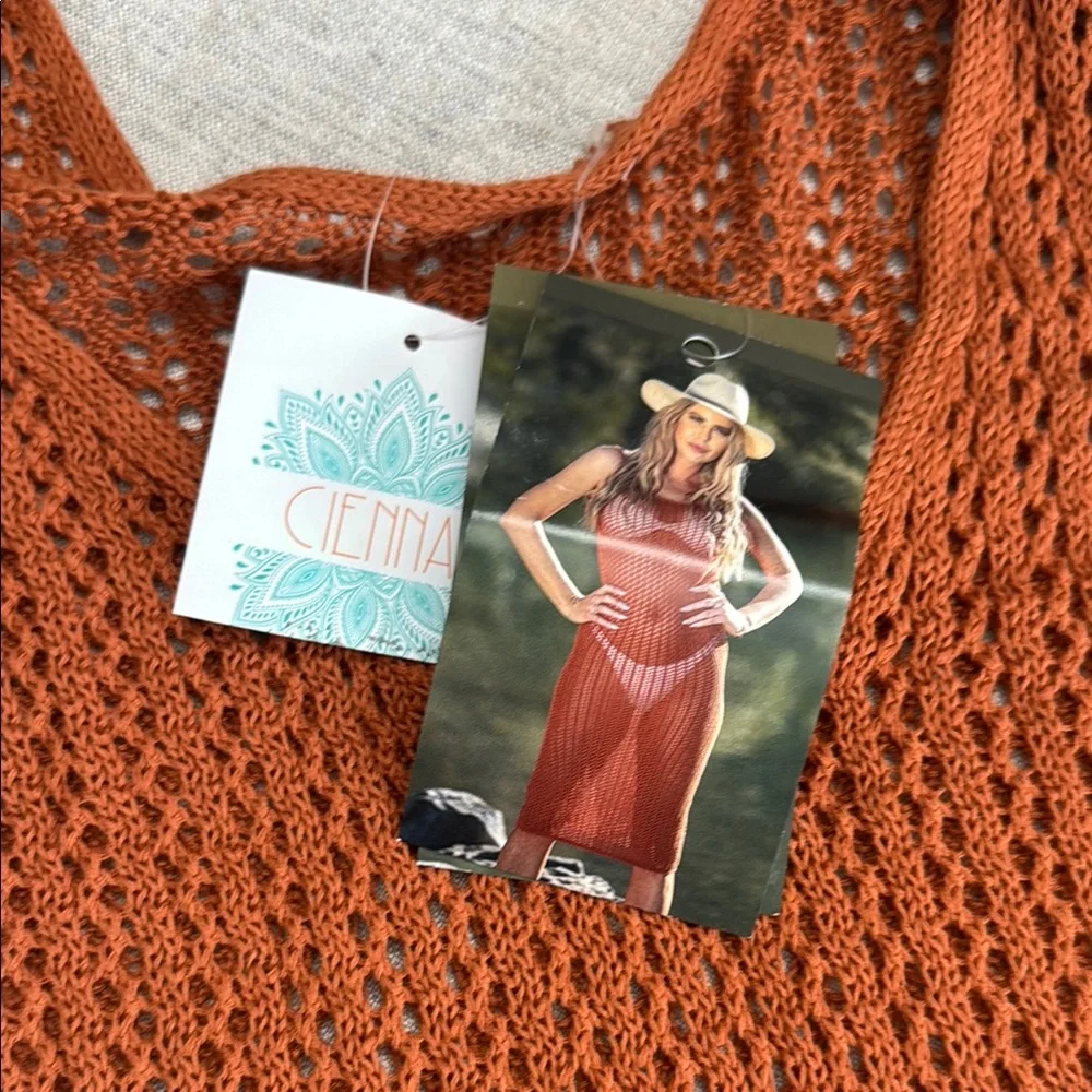 Women's Knit Swim Coverup in Rust brown - Picture 2 of 5